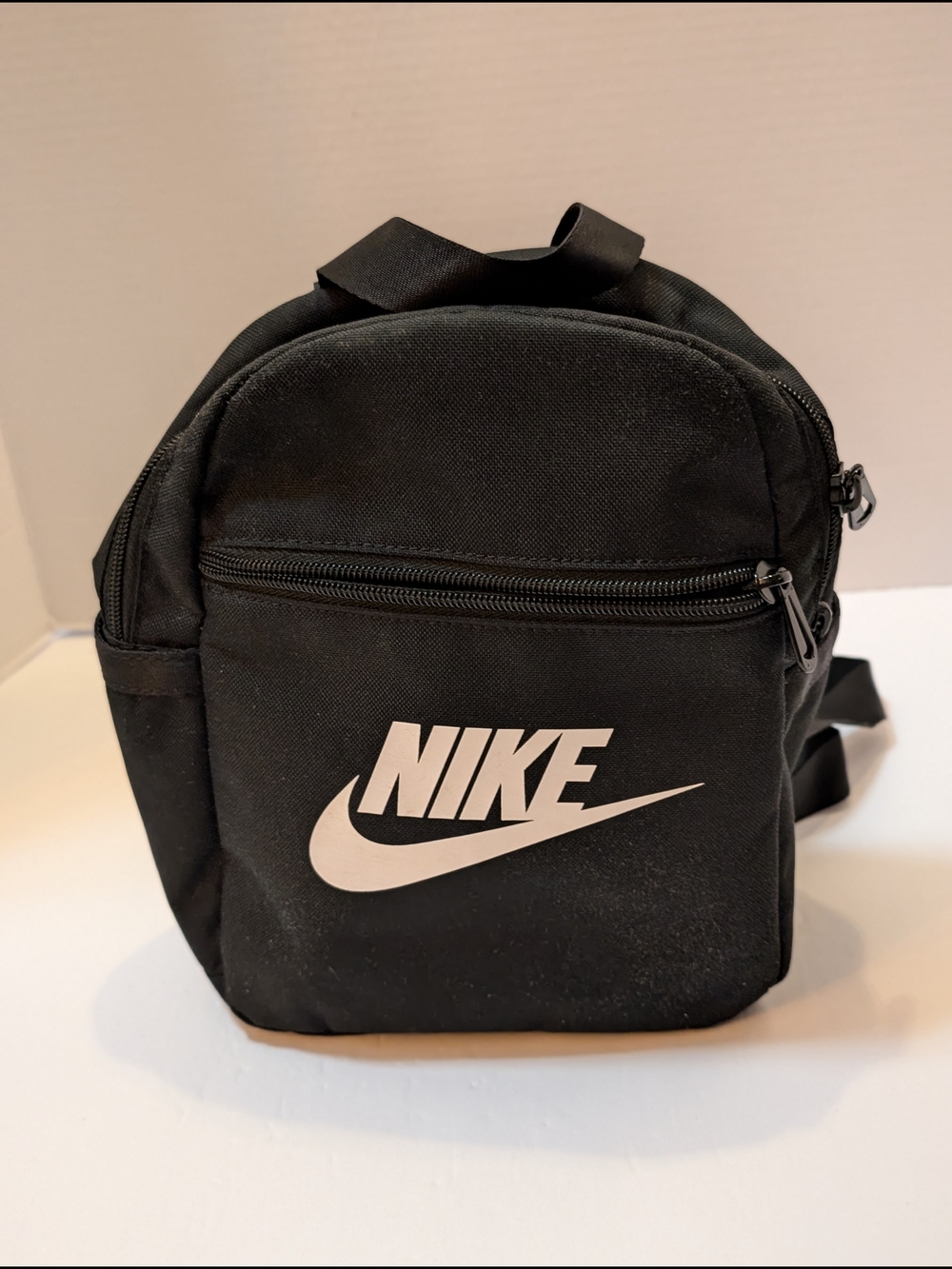 Nike Small Black Mini Backpack with White Swoosh